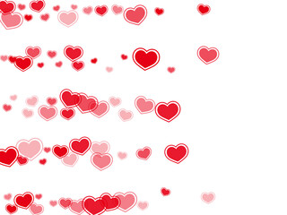 Beautiful red hearts falling vector illustration.