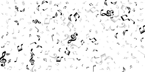Music notes cartoon vector pattern. Symphony