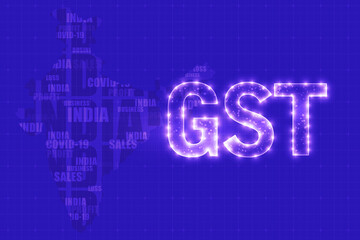 2d rendering GST Tax India with business graph