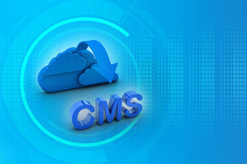 3d rendering cms cloud with arrow