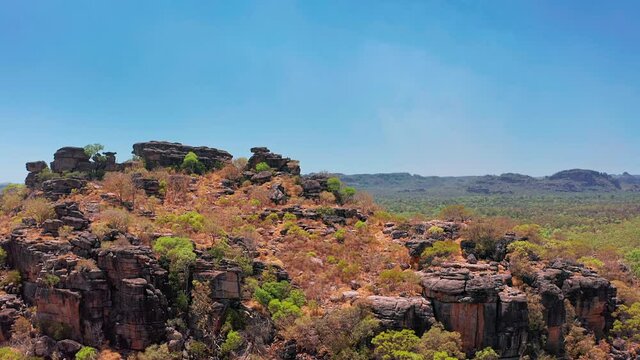 Australia Outback aboriginal land. Rock mountains in arid desert