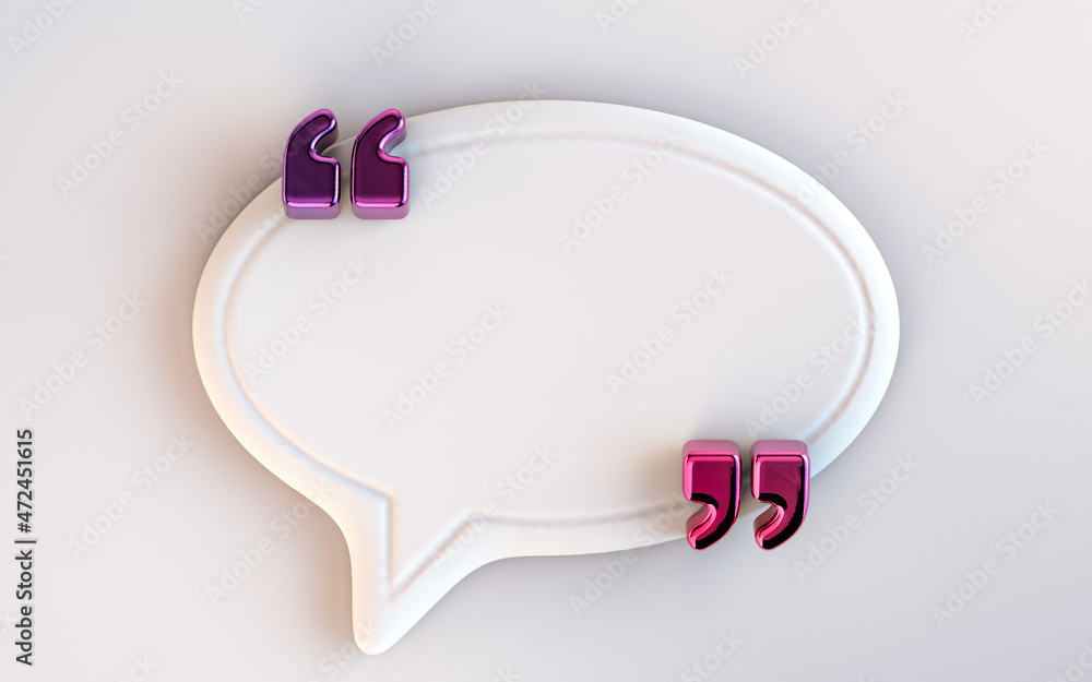 Poster quote box frame icon empty space blogging template on white background 3d render concept for texting