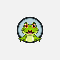 Funny Frog Head Character Design. Perfect For Logo, Label, Template and Icon.