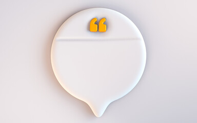 Quote box frame icon empty space blogging template on white background 3d render concept for texting
