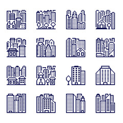 Vector buildings set icons in pixel style. - 472452477