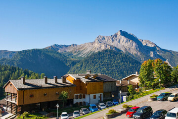 Monte Bivera viewed from the Alpine village of Sauris di Sopra, Udine Province, Friuli-Venezia...