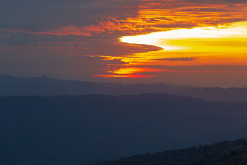 mountains and sky in the morning,Aerial view, landscape from the top of mountain