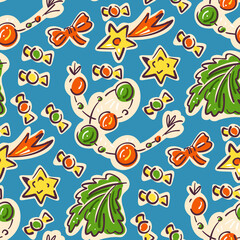 Seamless Christmas pattern in doodle style