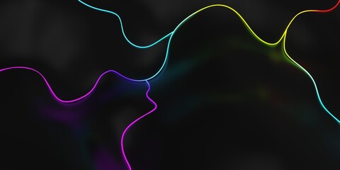 RGB neon bright lines over black abstract background