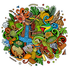 Fototapeta premium Guyana hand drawn cartoon doodles illustration.
