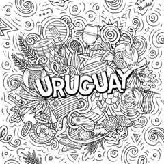 Uruguay hand drawn cartoon doodle illustration