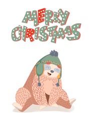 hand drawn lettering quote-merry christmas.christmas card design