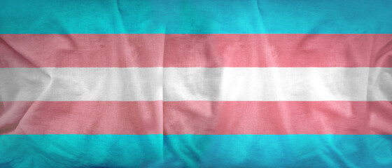 Transgender Pride flag pattern on the fabric texture ,vintage style. Type of sexual minorities.