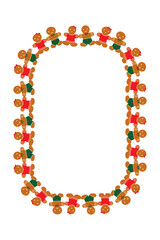 Gingerbread Christmas frame. Xmas border with winter gingerbread elements decor. Aspect ratio 10 : 15.