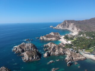 The paradisiacal beach of Maruata, located on the coast of Michoacan, Mexico. an earthly paradise...
