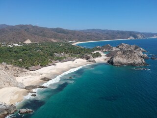 The paradisiacal beach of Maruata, located on the coast of Michoacan, Mexico. an earthly paradise still virgin.
