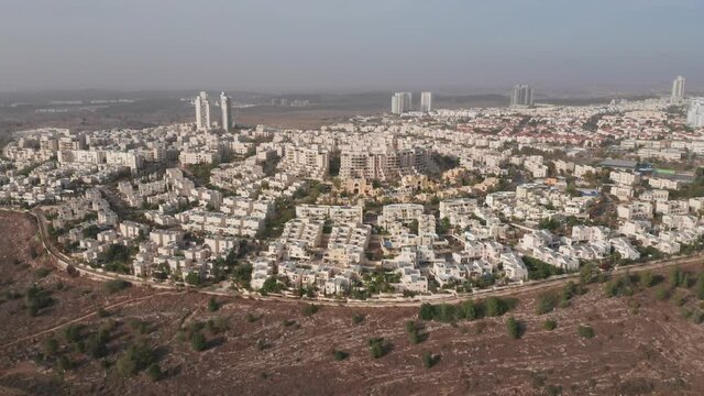City of Modiin skyline and cityscape, Aerial view.
