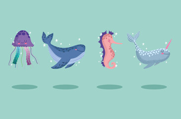 cartoon undersea animals © Stockgiu