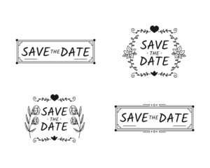 Set of hand drawn save the date frame design