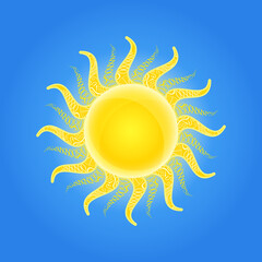 Shiny Sun Icon with Pattern Ornament on Beams