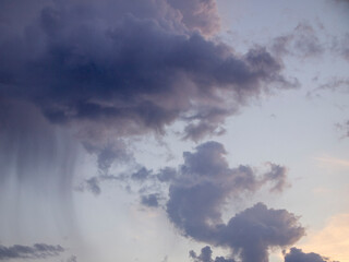 Gloomy storm clouds against the blue sky.
