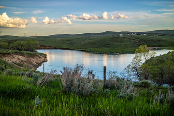 A beautiful lake park in Mikesell Potts Recreational Area, Wyoming