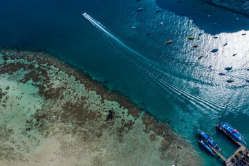 Stunning shot of tropical island harbor on a refreshing tranquil