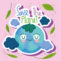 Fototapeta premium save the planet cute map