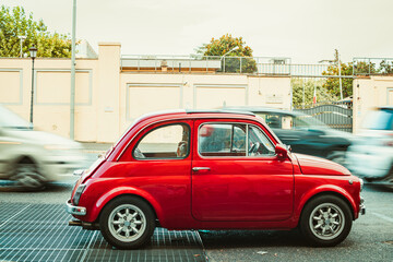 Fiat 500 on the streets of Rome  - obrazy, fototapety, plakaty