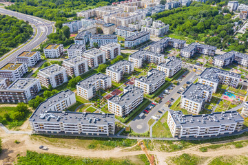 Aerial view of the residential area of the city