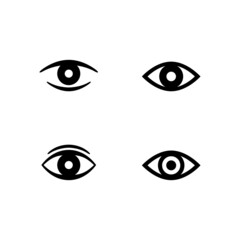 Set glyph icons of eye isolated on white