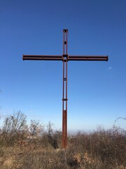 Cross on the top of a hill in Cangelasio, Salsomaggiore Terme, Northern Italy