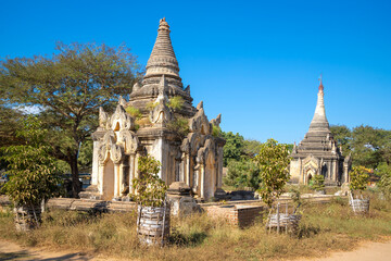 Fototapeta premium An ancient abandoned Buddhist temple in a thicket. Old Bagan, Myanmar (Burma)