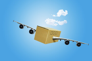 Cardboard box with plane wings transport concept