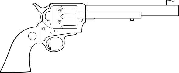 Illustration of the Colt Peacemaker revolver - obrazy, fototapety, plakaty