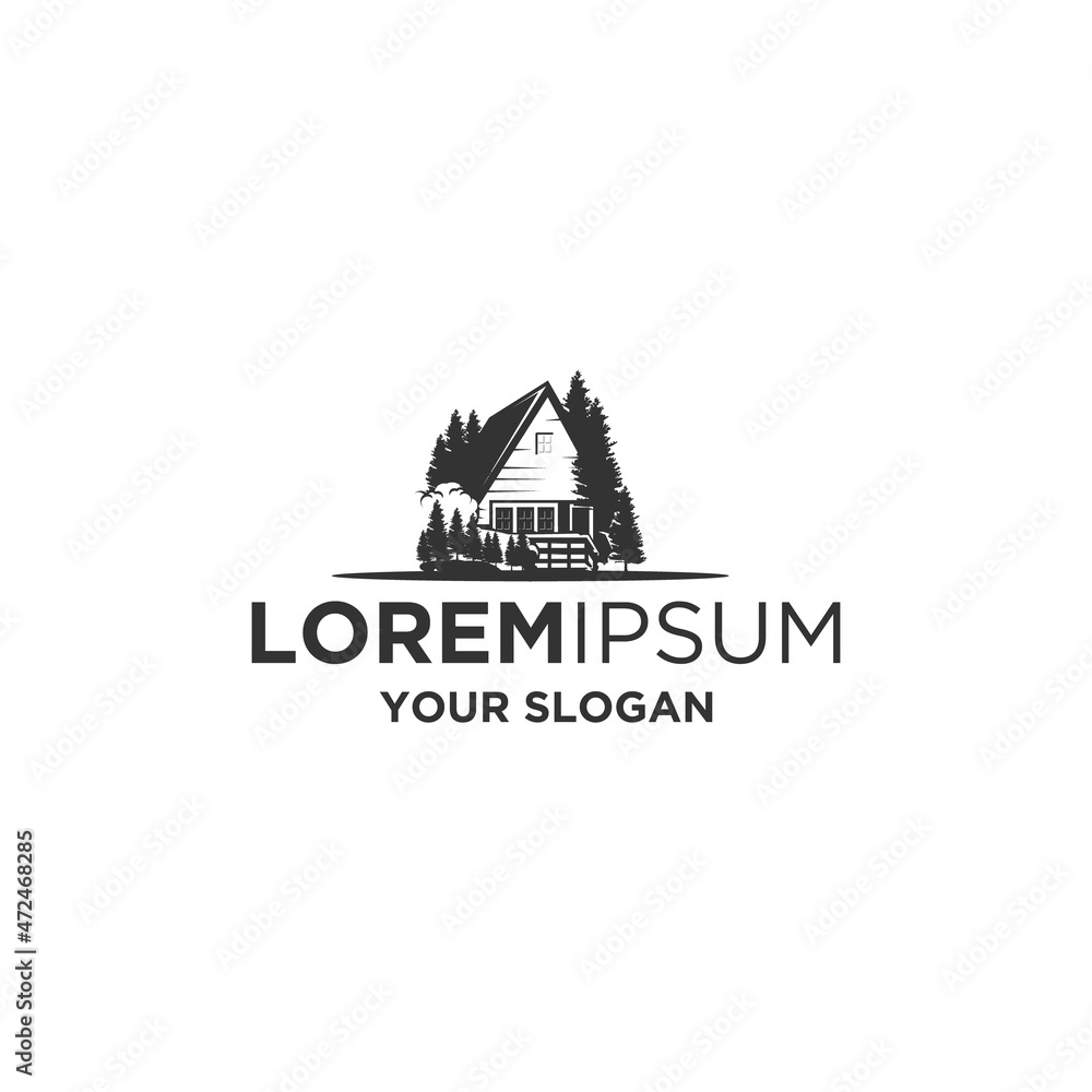 Wall mural forest cabin silhouette logo designs