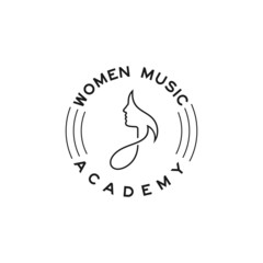 woman music academy emblem logo designs