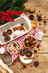 Food ingredients for baking Stollen