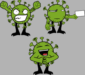 funny covid omicron cartoon pack collection illustration in vector format