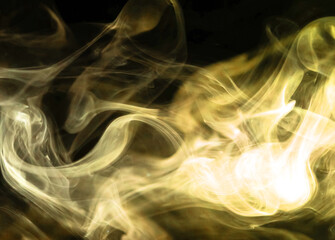 Flowing yellow smoke background. Abstract fog texture backdrop