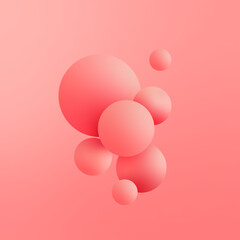 Pink balls in zero gravity, modern style, free gradient