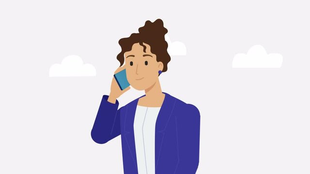 woman talking on mobile phone. lip syncing and mouth animation. female character calling. Communication and conversation with smartphone. phone call, speaking, talking and chatting