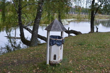 Russia, Tula region, Zaoksky settlement, near the naa on the lake shore, house in the woods