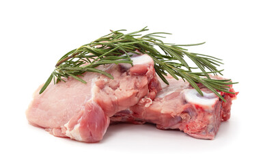 Raw meat steak with rosemary.