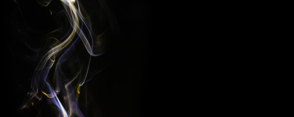 Fog movement on a black background, banner, smoke texture