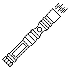 Combined flashlight with two LEDs. Hand-held flashlight for easy search in the dark. A tool for a security guard, a driver, a tourist, a traveler. Vector icon, outline, isolated