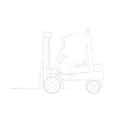 Sketchy image of a new industrial forklift truck isolated on a white background. Storage equipment. Vector illustration.