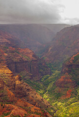 Overlooking Waimea Canyon State Park on a hazy day, Kauai, Hawaii, USA