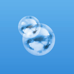 Bubbles on Light Blue Background, 3D.