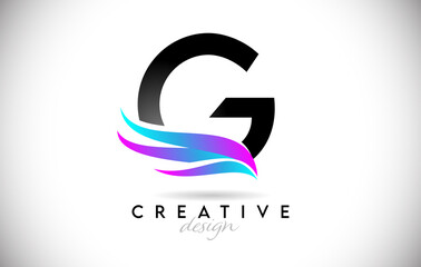 Letter G Logo with creative gradient swooshes. Creative elegant letter G with colorful vector Icon